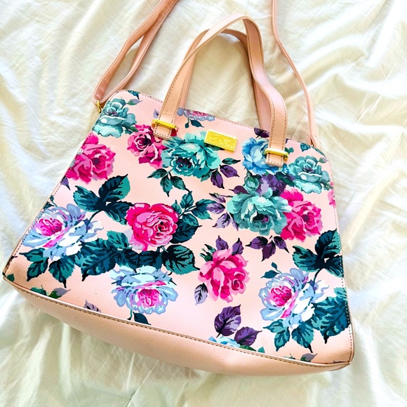Betsey Johnson Floral Satchel Purse - Picture 1 of 10
